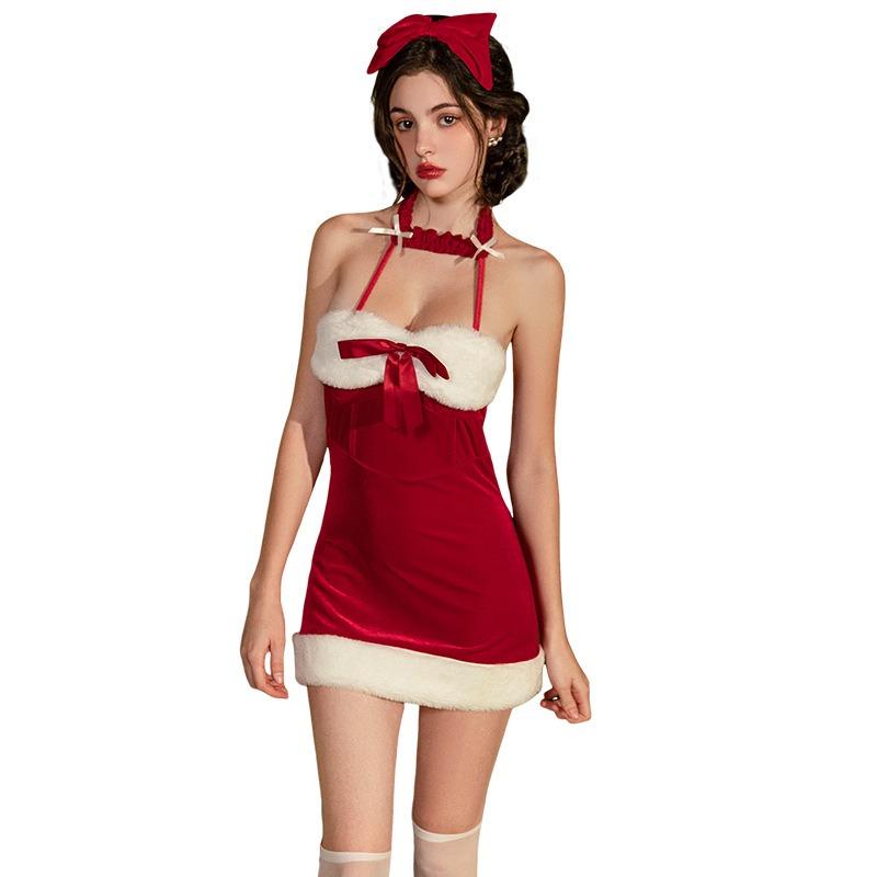 Christmas Costume Red Tube Top Hip Skirt Performance Dress Live Streaming Host Christmas Clothes