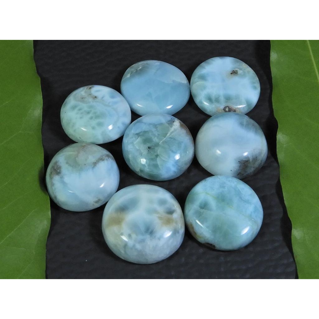 15MM Natural Larimar Pectolite Round Cabochon Loose Gemstone 08Pcs Lot 92Cts A-406