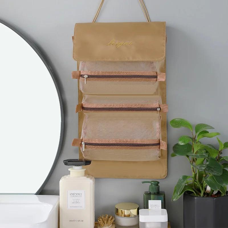 Makeup Bags Detachable 4Pcs in 1 Portable Cosmetic Bag Travel Folding Separable Toiletry Storage Bag Organizer Make Up Pouch New