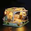 Dollhouse Miniature Cat Coffee Shop with Furniture LED Gift