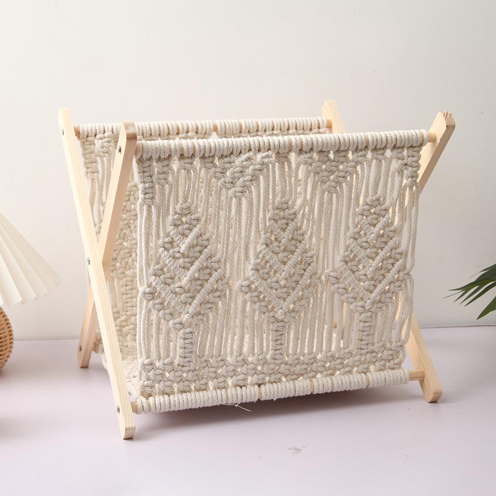 Nordic Cotton Rope Woven Magazine & Book Rack - Creative Floor-Standing Display