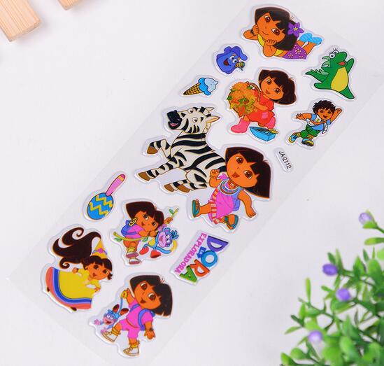 10PCS Cartoon Princess Dora Bubble Stickers Puffy Wall Stickers For Children Gift Puffy Reward Room Decoration Toys Scrapbook