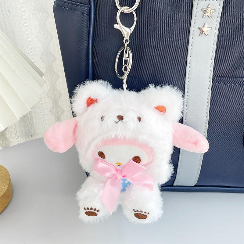 

Adorable Plush Bear Keychain Soft Stuffed Animal Bag Charm In Assorted Colors розовый
