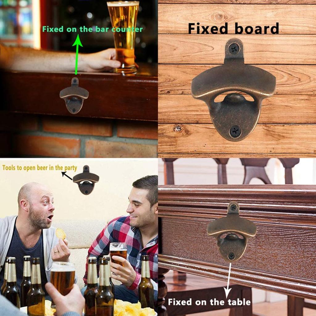10PCS Zinc Alloy Wall Bottle Opener Kitchen Bottle Opener Retro Alloy Wall Mounted with Screws Party Antique Beer Bottle Opener