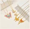 Stainless Steel Butterfly Charm Pendant Necklace for Women, Waterproof 18K Gold Plated Tarnish Free Summer Daily Layering