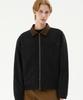 Trillion Corduroy Collar Suede Zip-Up Work Jacket [Black]