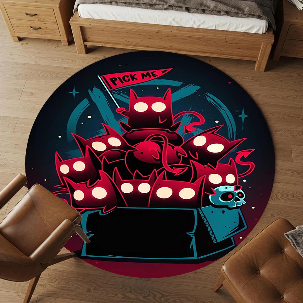 1PC Free Demon Box Round Chair Mat Area Rug - Non-Slip, Floor Mat for Office, Bedroom, Home Decor Christmas Gift C0528126