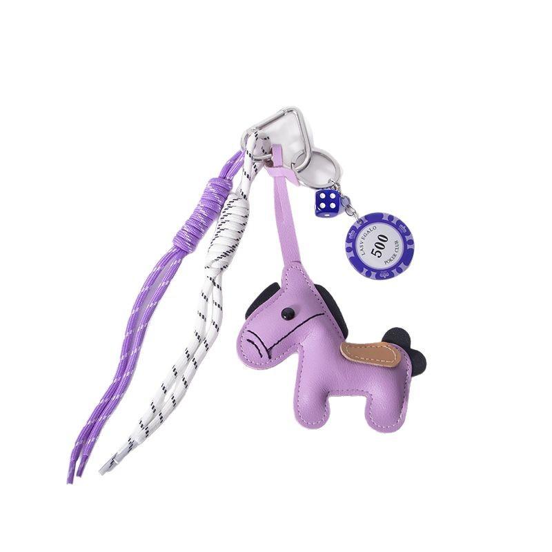 1 Piece Leather Pony Keychain Braided Rope Backpack Pendant For Phone Bag Hanging Accessories Diy Decoration