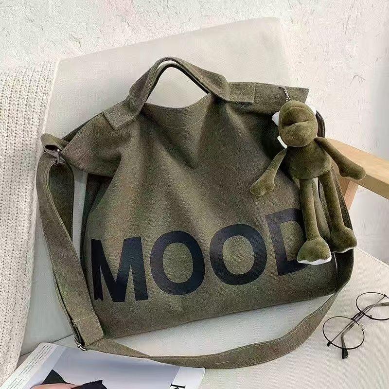 1Pc Top Canvas Bag Youth Men Shoulder Bags Large Capacity Hand Bags Letter Printed Crossbody Bag For Women Students School Bags