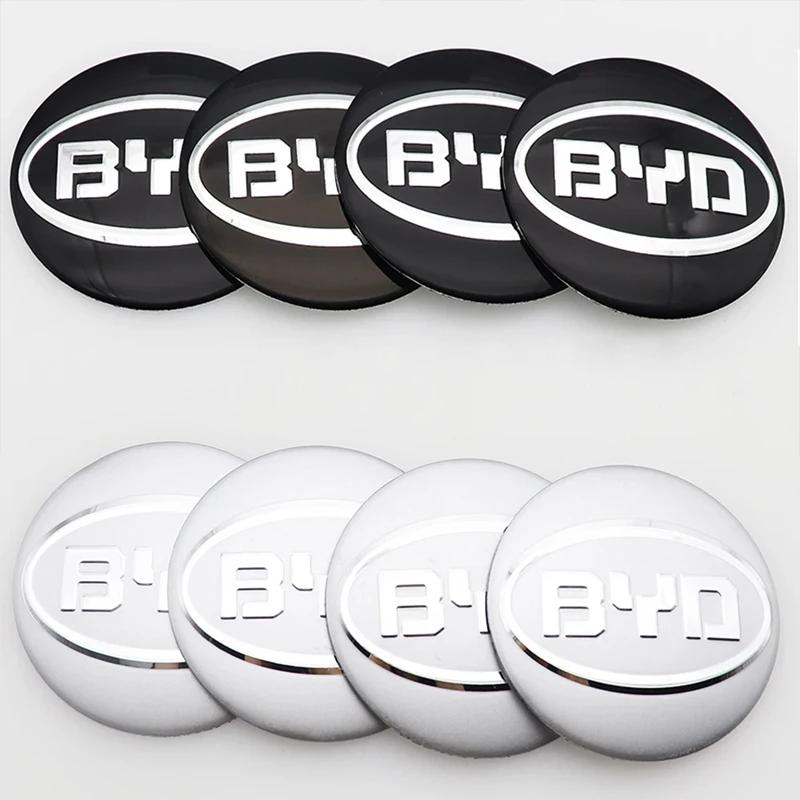 4Pcs 56mm Car Wheel Hub Caps Cover Rim Sticker Reflective Badge For BYD Tang F3 E6 Atto 3 Yuan Plus Song Max F0 G3 I3 Ea1 Dmi G6