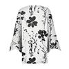 Women's Fashion Loose Casual Printed Seven-Part Sleeve Button Down Blouse Cardigan Top