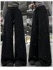 Women's High Waist Black Sequin Wide-Leg Pants - Spring 2026, Plus Velvet, Petite Drape, Straight Leg, New Arrival