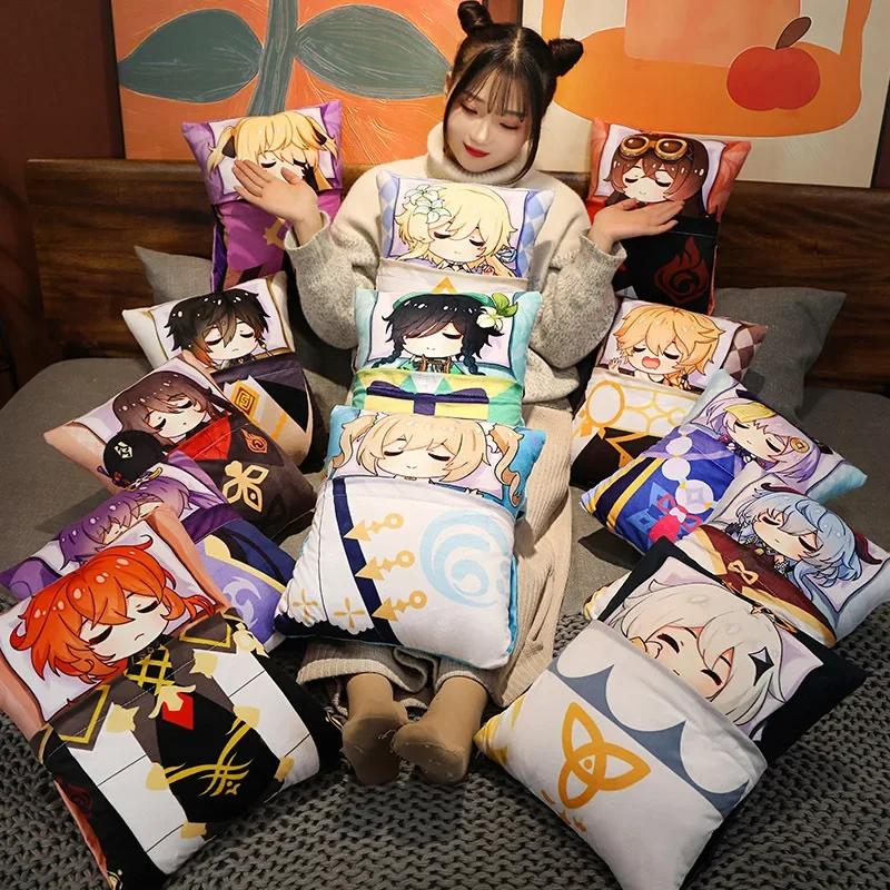 36x27cm Genshin Impact Plush Toy Kawaii throw pillow plush Tiwat Zoo Yae Miko Tartaglia Thoma Ganyu Diluc Plush Pillow Cartoon