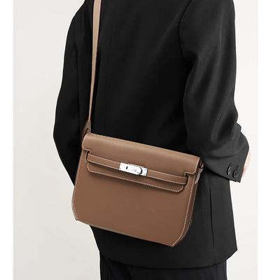 Genuine Leather Vintage Women's Bag Premium Sense All-in-one Underarm Commuter Messenger Bag Large Capacity Shoulder Crossbody Bag