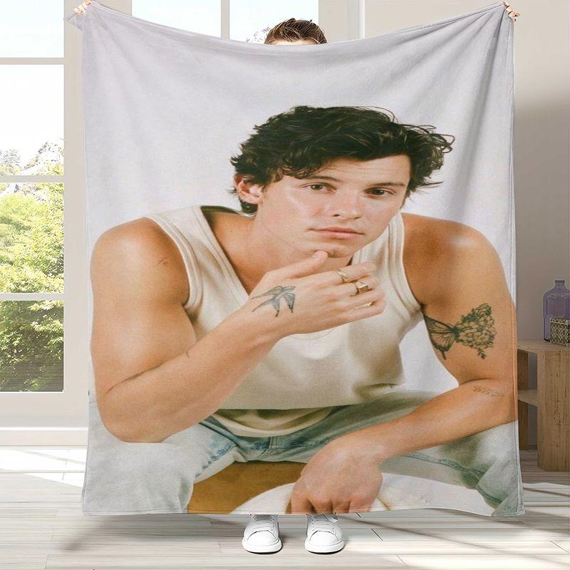 Fashion Shawn Mendes Handwritten Singer Flannel Blanket,Ultra Soft Plush Throw for Home Bedroom Bed Sofa Cover Office Picnic