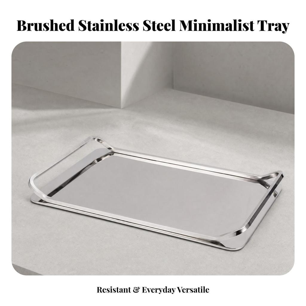 Countertop Organizer Modern Rectangular Stainless Steel Tray Sleek
