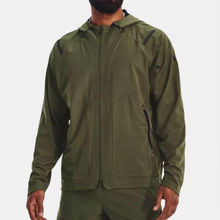 Under Armour Sun Protection Zip-Up Hooded Sports Jacket Men Outerwear Green 1370494-390