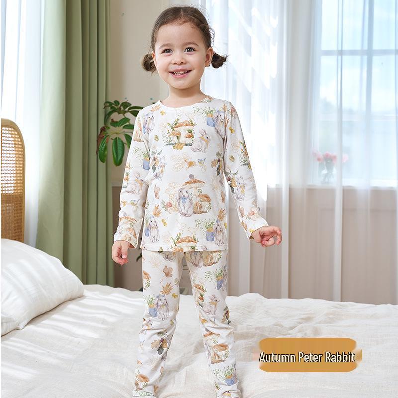 

Детский осенний пижамный комплект из бамбукового хлопка Andan: Теплое нижнее белье для мальчиков и девочек 140 cm