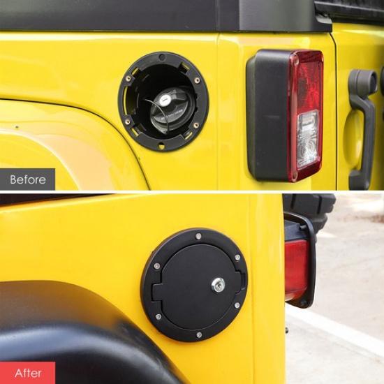 Black Car Door Fuel Tank Gas Cap Cover With Lock For Jeep Wrangler TJ 1997-2006