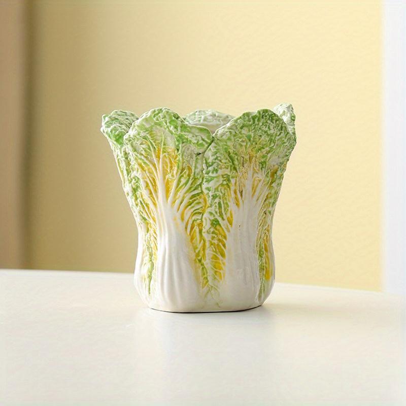 

Makeup Brush Storage Container, Ceramic Cabbage Pen Container Decoration, Desk and Bedroom Desktop Storage Box світло-зелений колір