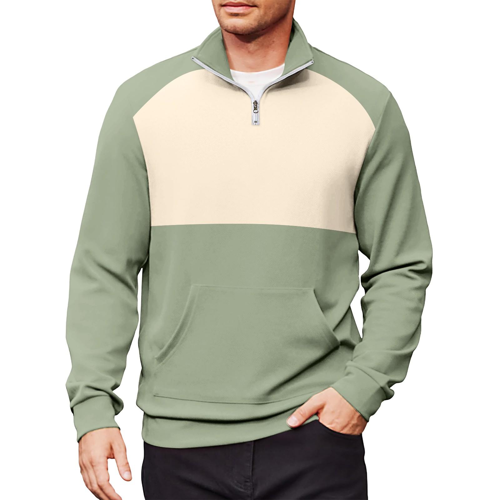 

Мужской повседневный свитшот с длинными рукавами, воротником на молнии до четверти. XXXL бежевый