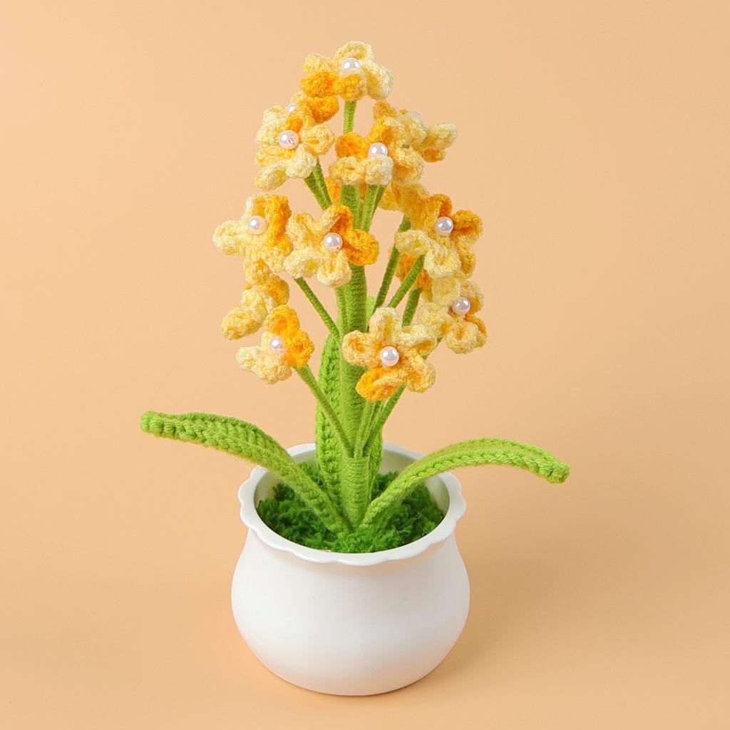 Hand-Knitted Wool Fake Flowers Set: Sunflower, Carnation, Tulip - Desktop Decor, Teacher/Student Gift, Everlasting Bouquet