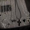 Zinc Zinc Zinc Alloy Punk Rock Necklace Black Heart Cross Pendant Fashion 90s Y2K Necklace  Hip Hop