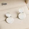 Thin Metal Sheet Earrings Chunky Circle Dangle Earrings, Geometric Stud Double Scratch Resistant Round Disc Large Jewelry for Women Elegant Simple