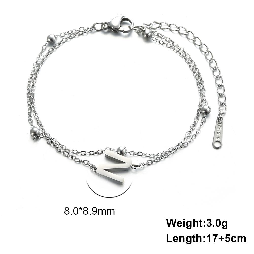 Dreamtimes 26 Alphabet Letter Charm Bracelet Silver Color Chain Initial Bracelets For Women Jewelry Adjustable Birthday Gift