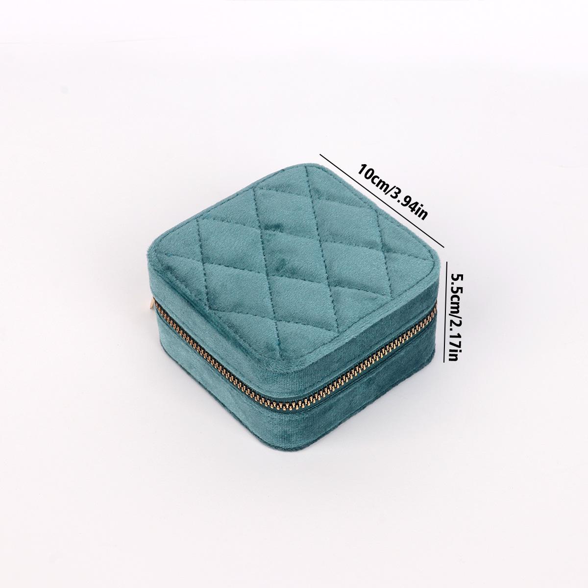 

Rhombus Velvet Jewelry Box with Mirror Women Travel Portable Earrings Ring Necklace Storage Display Jewelry Organizer Box