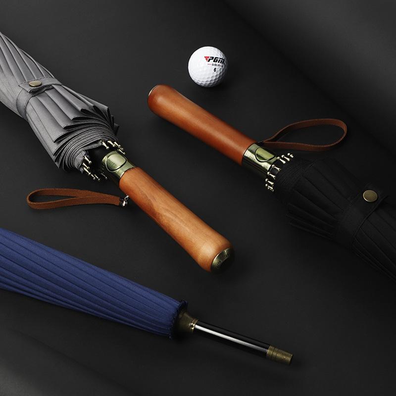 16-Bone wooden handle golf umbrella oversized double wind-resistant straight rod long-handled umbrella men's business advertising gift umbrella