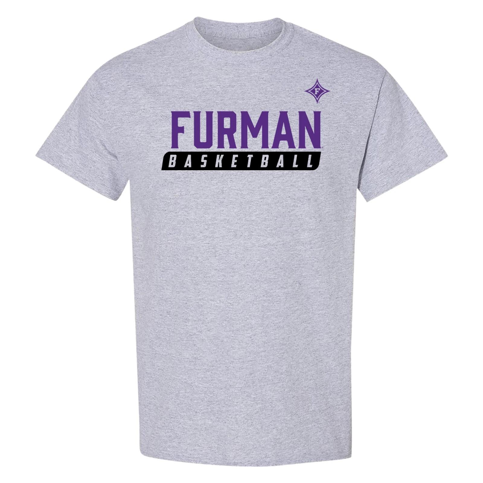 Furman University Paladins Basketball Slant T Shirt - Sport Grey 2XL