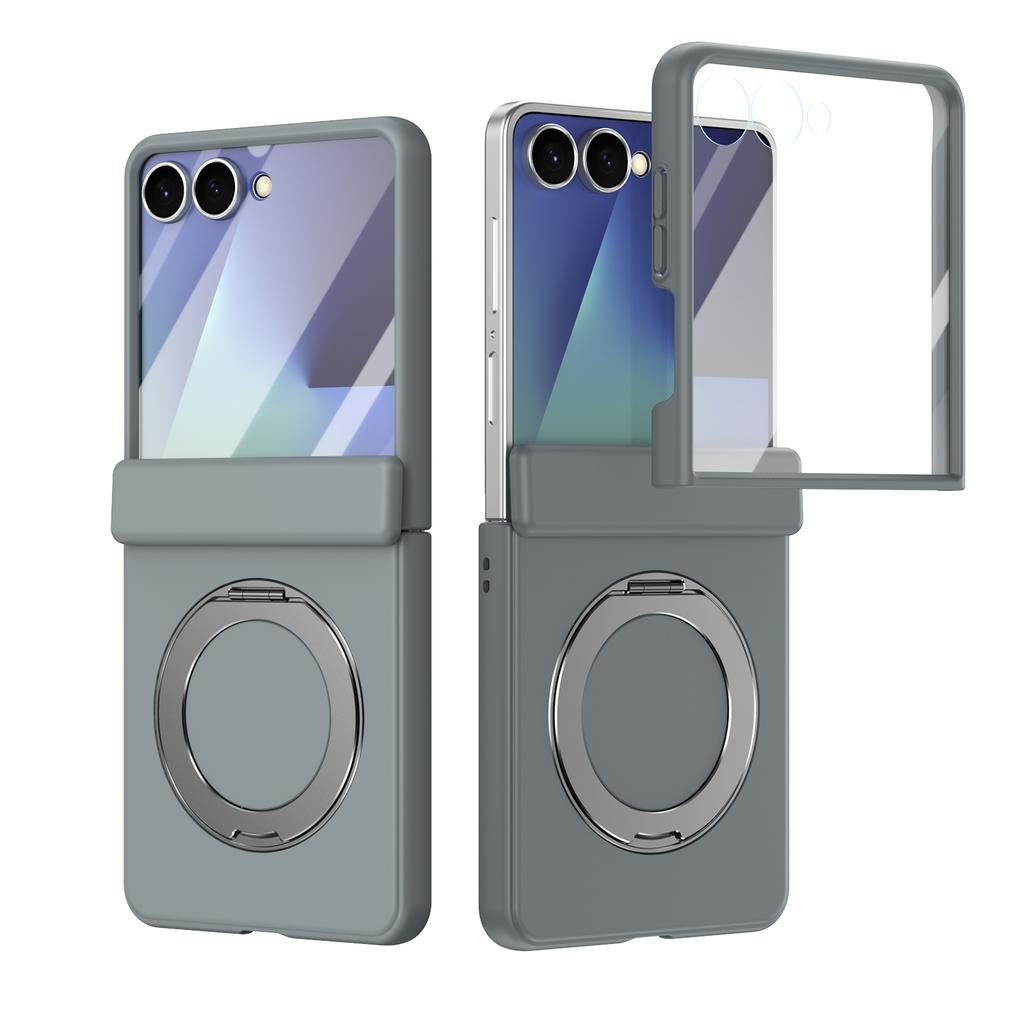 Skin-Friendly Matte Magnetic Case For Samsung Galaxy Z Flip 7/6/5 Stand Cover 360 Rotating With Glass Screen Protector