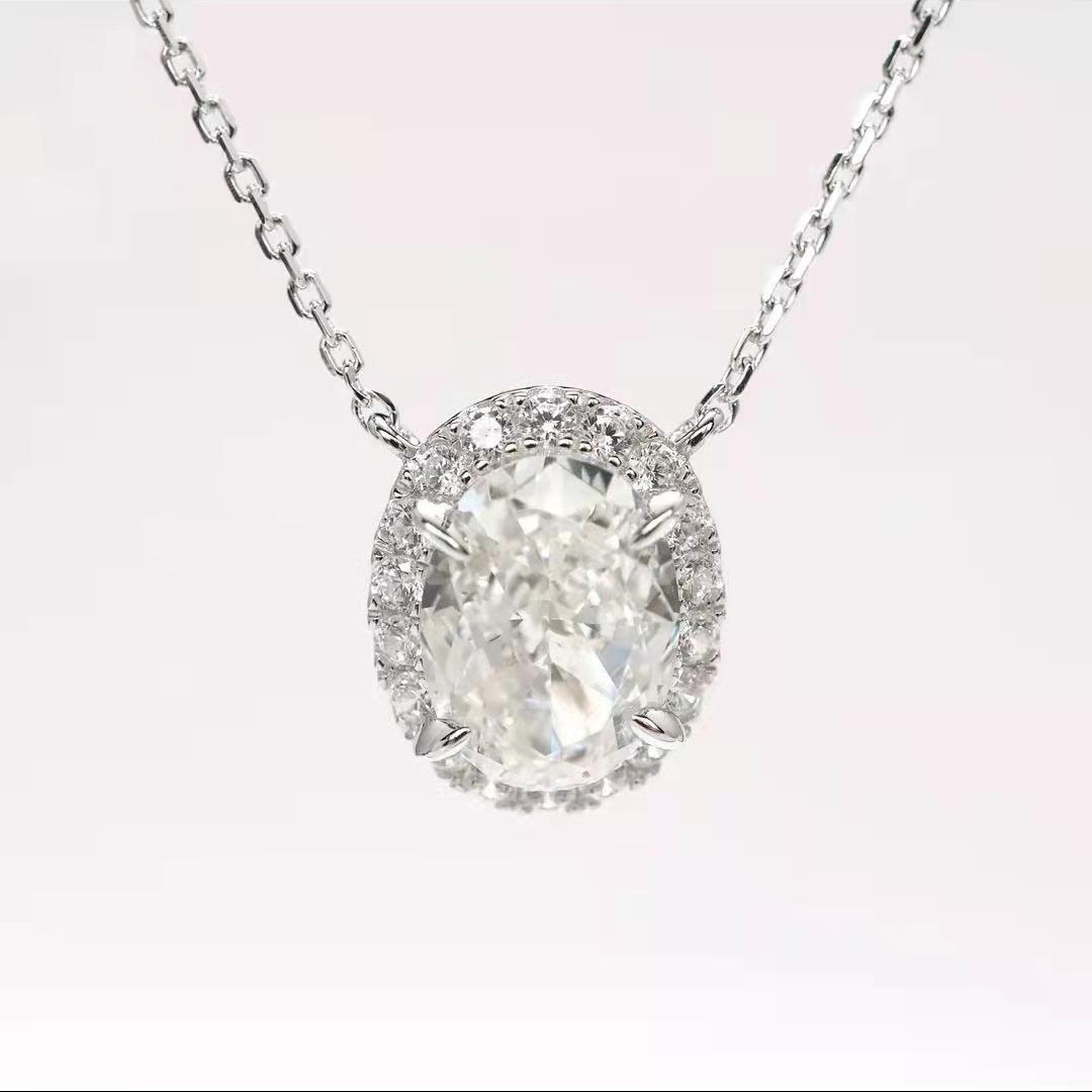 Super Flash Bright Imitation Moissanite Pigeon Egg Necklace Oval Group Set With Zircon Synthetic Yellow Diamond Argyle Pink Diamond Pendant