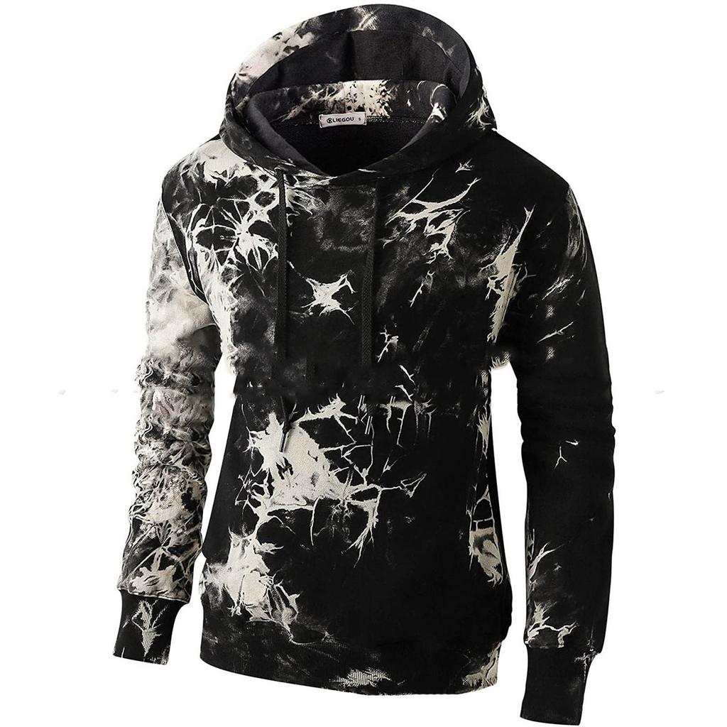 Men Pullover 3D Tie Dye Print Sweatshirt Couples Hooded Long Sleeve Women Plus Size Loose Hoodie