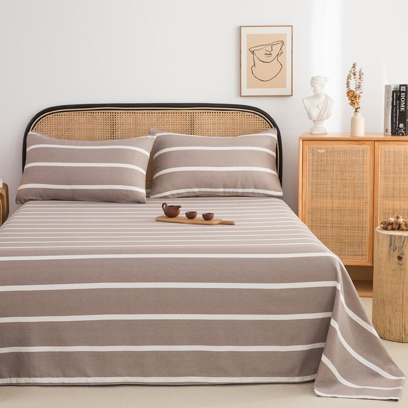 Wholesale 100% cotton old coarse cloth sheets pure cotton kang single three-piece set single piece soft mat student dormitory mat