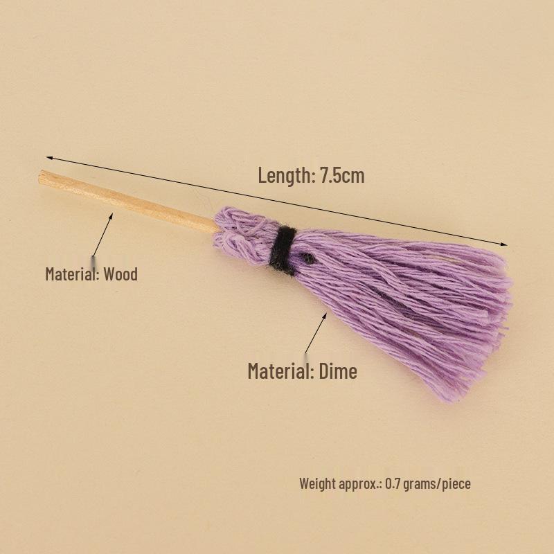 Dollhouse Miniature Cleaning Set: Broom, Dustpan, and Mop Accessories