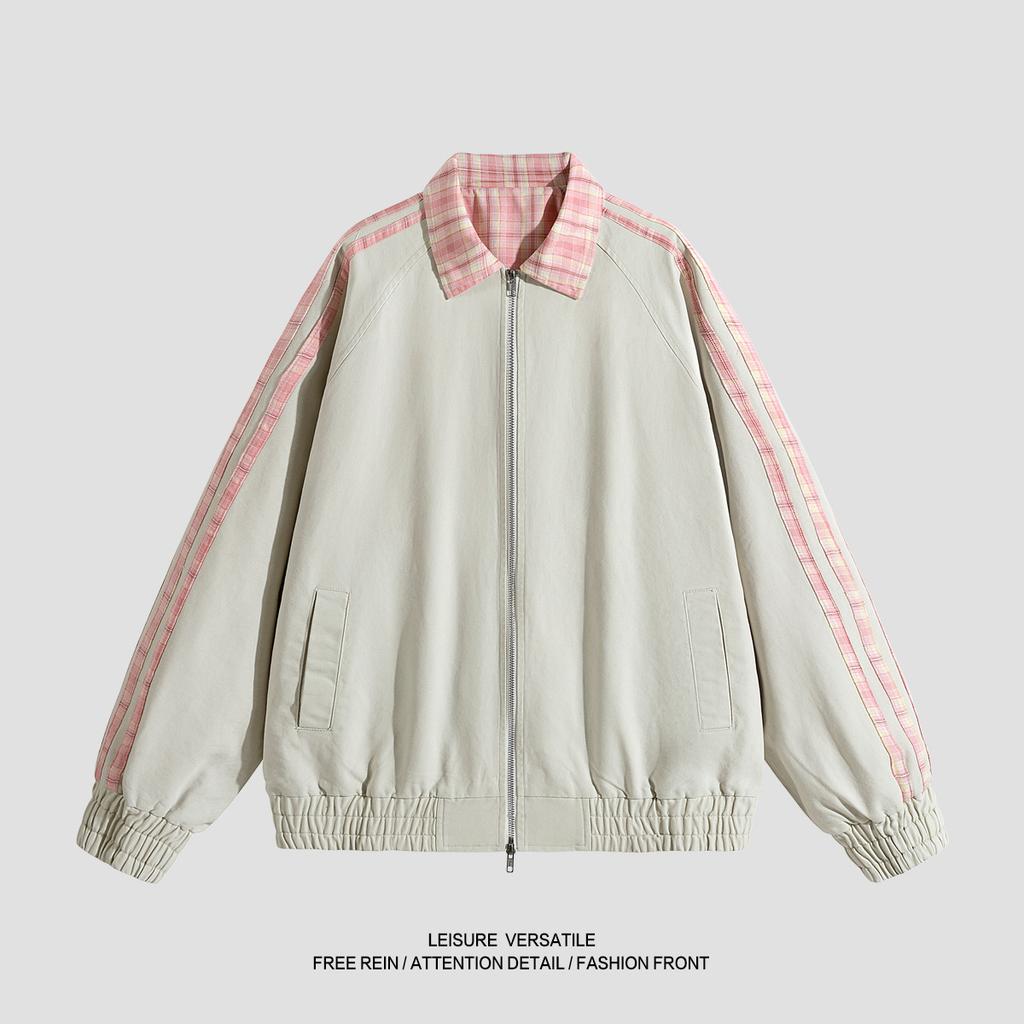 Pure Cotton Jacket for Men's New Jacket Striped Double-sided Casual Men's Lapel Spring and Autumn Men's Clothing