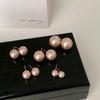 Frosted Matte Pink Pearl Stud Earrings Women'S French Retro Niche Personality Simple And Versatile Temperament Earrings Earrings
