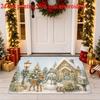 1pc, 2D Flat Printing, Christmas Snowman, Reindeer, and Cabin Entrance Door Mat, Festive Atmosphere Doormat, Colorful Non-Slip, Machine Washable Mat,
