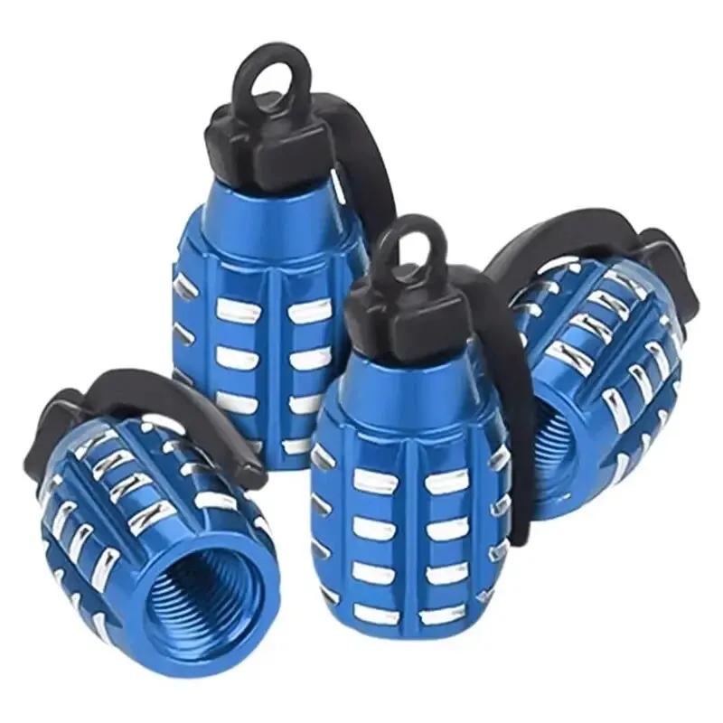 4pcs Aluminum Alloy Car Tire Valve Cap Grenade Tyre Valve Stem Cover Air Dust Cap Tire Valve Truck Bike Wheel Rim Valve Stem Cap