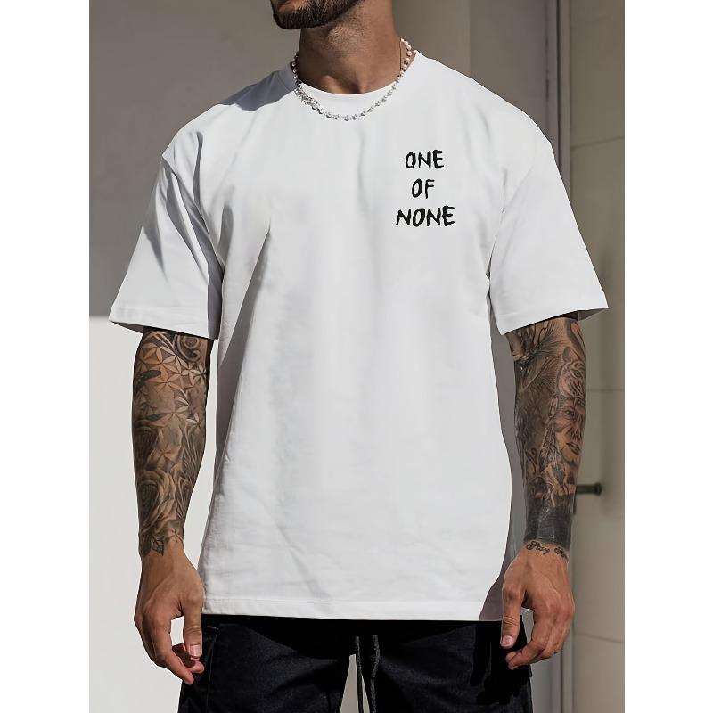 Casual Men'S T-Shirt, Versatile, Loose-Fitting, Stylish, Simple with Letter And Dice Print, Short Sleeves.