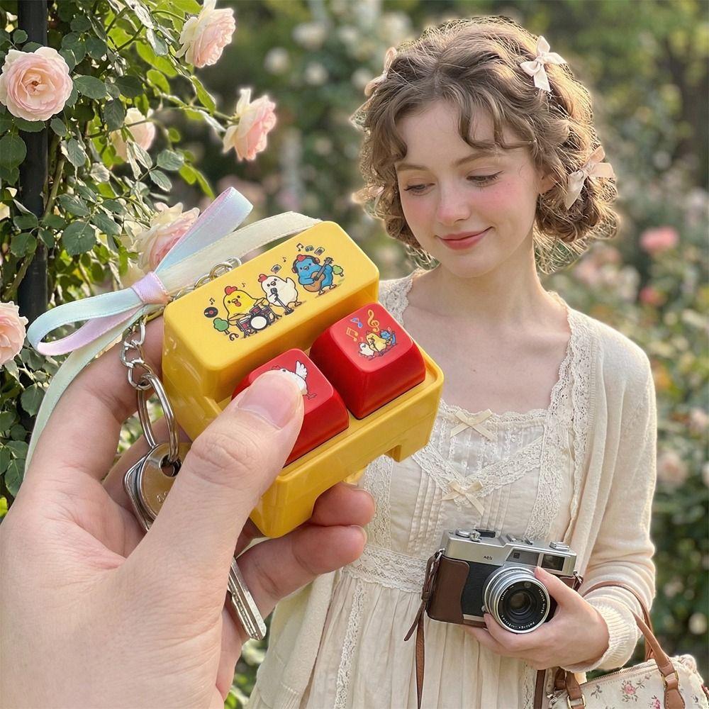 Fingertip Button Keyboard Games Keychain Plastic Phone Stand  Hanging Ornament