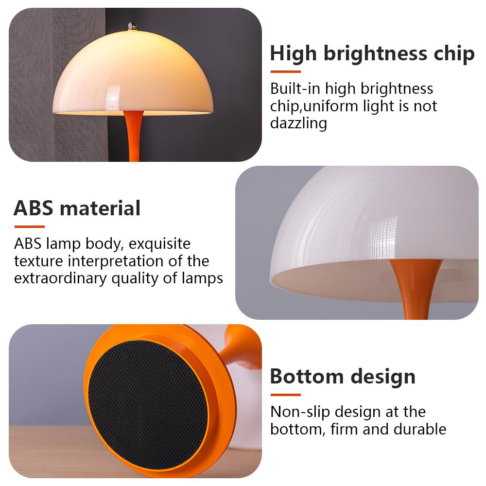 Mushroom Portable LED Table Lamp USB Wireless 3color Dimming Rechargeable Touch Night Light Mood Desk Lamp for Bedside Hotel