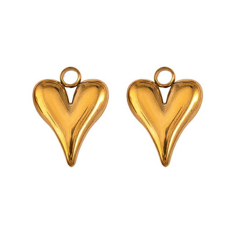 2pcs Stainless Steel Colorful Enamel Love Heart Pendant Necklace Earring Fashion Heart Gold Plated Charms Craft Jewelry Findings