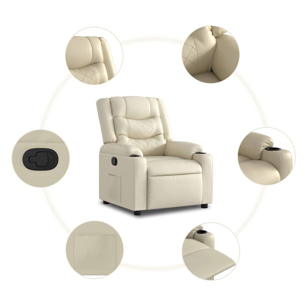 Recliner Chair with Lift Assist Cream Artificial Leather