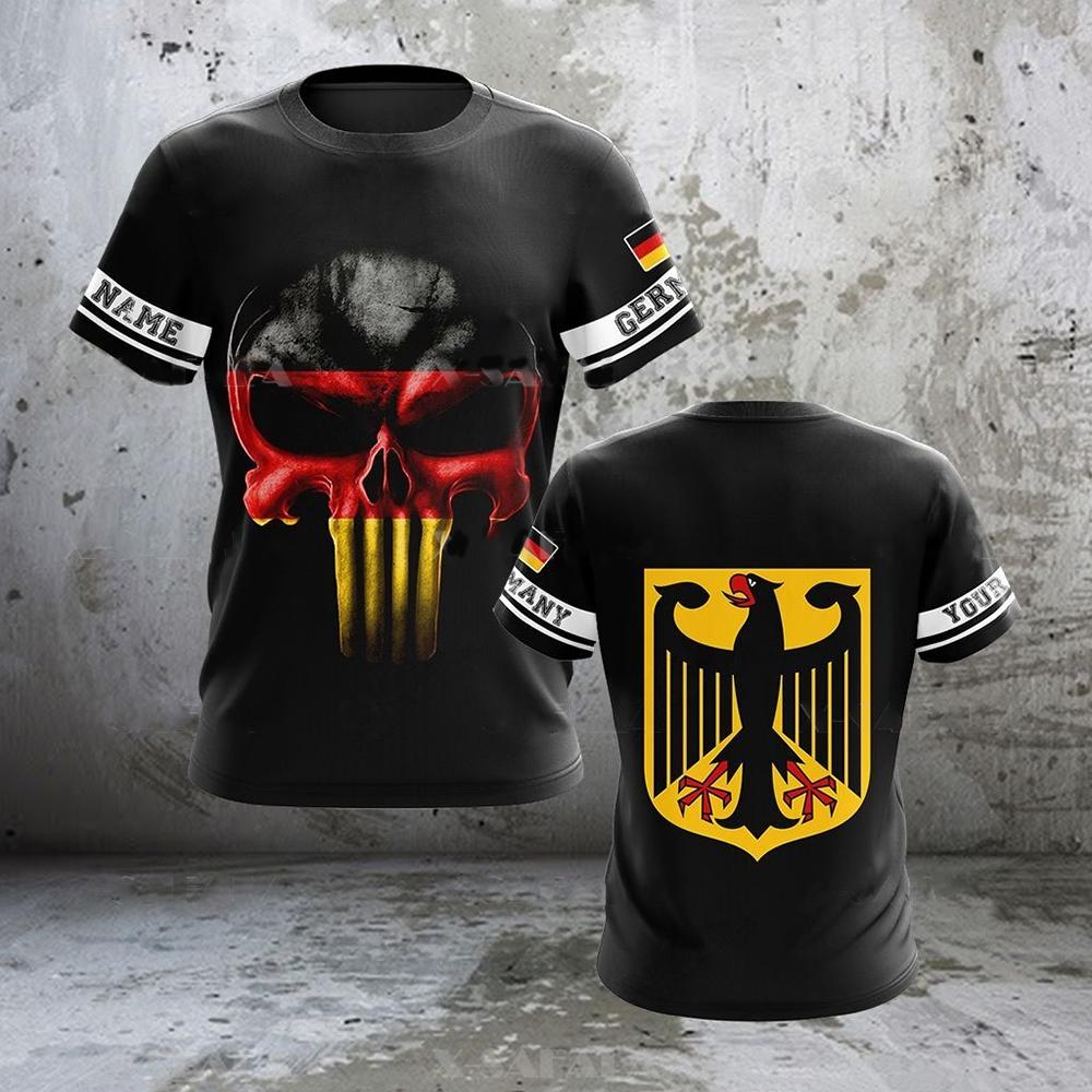 German National Emblem Men's T-Shirt 3D Print Summer Tough Guy Quick Dry Short Sleeve Oversize Street Sports Casual Trend Top
