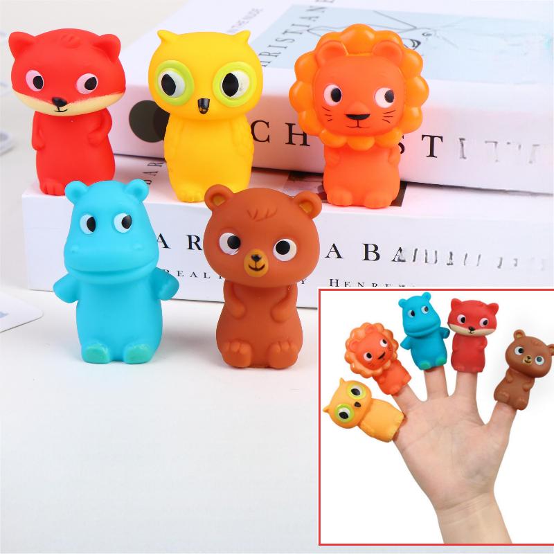 

5Pcs Cartoon Finger Puppet Toy Set Kids Soft Animal Dolls Finger Toys For Kids Storytelling Educational Role Play Party Favors A1 Forest animals