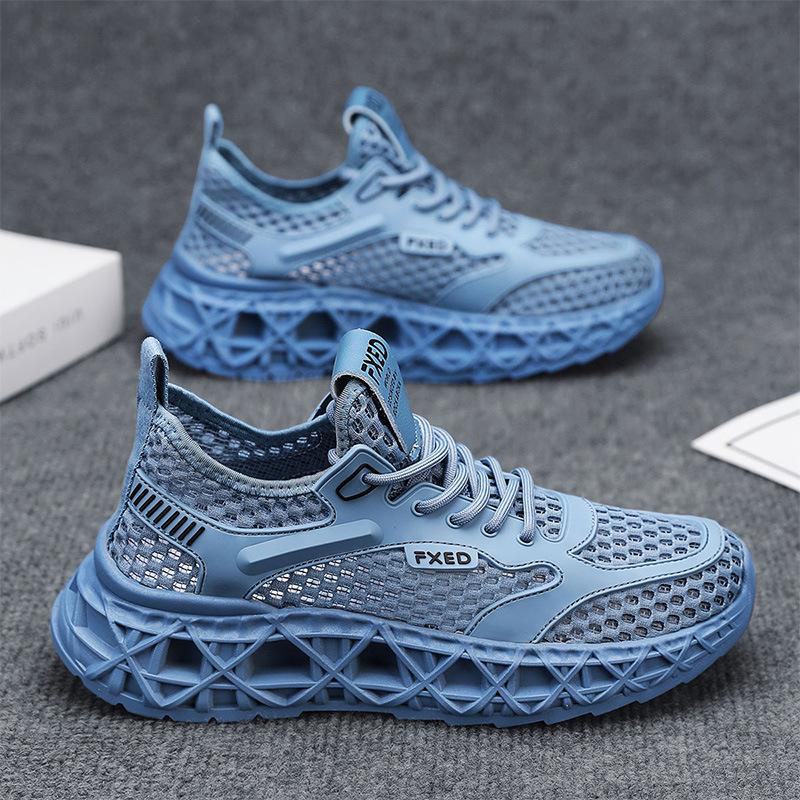 Men's shoes summer new hollow breathable mesh shoes low-top young students outdoor walking trend casual sports shoes