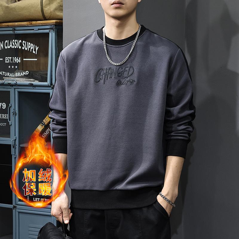 

Осенне-зимний бархатный мужской свитер с американской ретро-вышивкой, свободный, большого размера, тяжелый, круглый вырез, пуловер, куртка 4XL